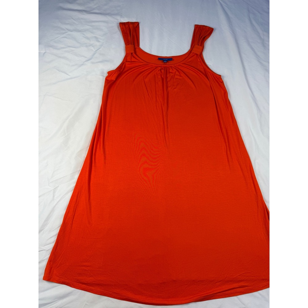 Apt 9 Bright Orange Ruched Tank Dress Medium Summer Casual Resortwear